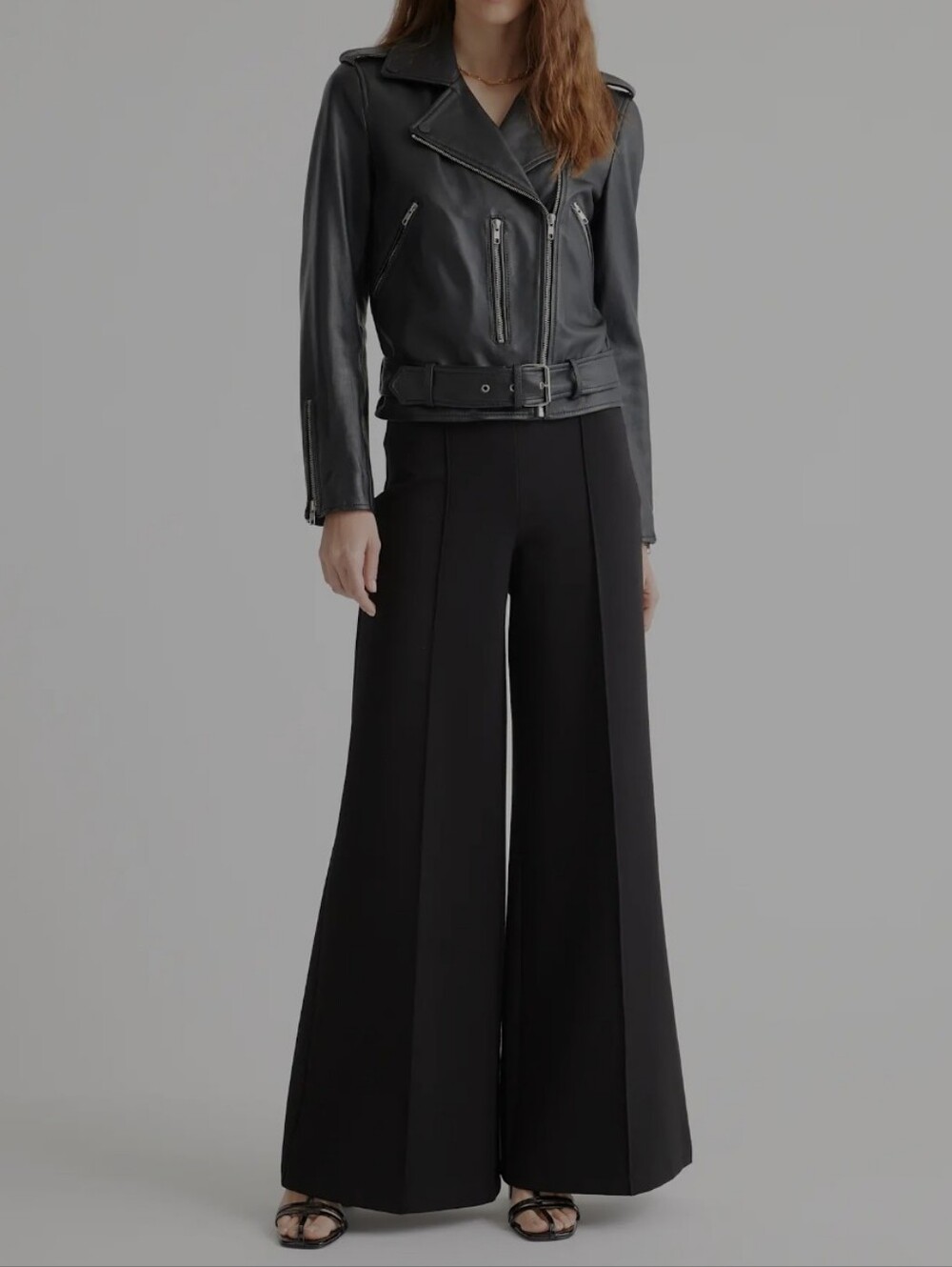 Quince Black Ultra-Stretch Ponte Super Wide Leg Pants XS short